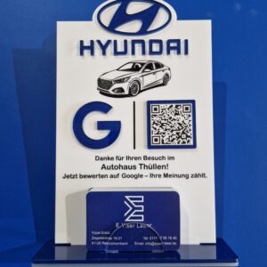 QR Socialmediaständer-16 mit Logo und Visitenkartenhalter